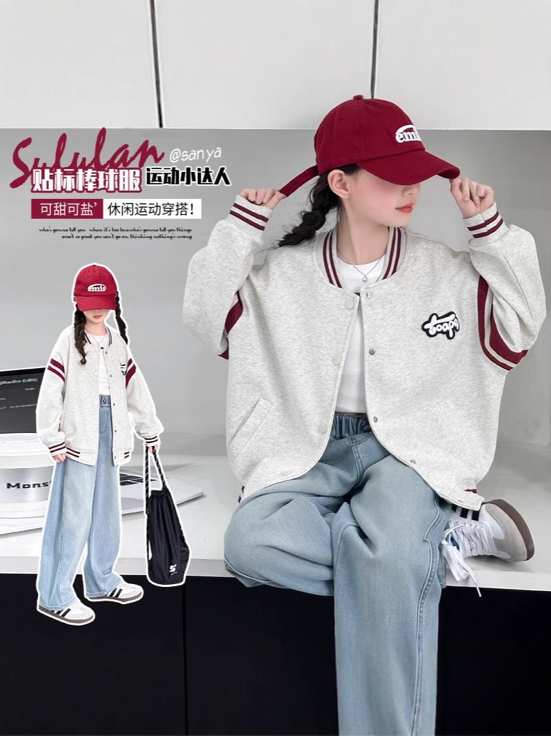 Girls' Spring Coat Children'S Western Style Large Children'S Jacket Fashionable Internet Celebrating Baseball Suit Top - Image 3