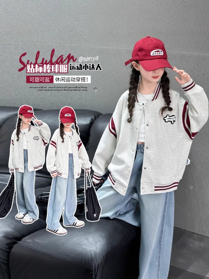 Girls' Spring Coat Children'S Western Style Large Children'S Jacket Fashionable Internet Celebrating Baseball Suit Top - Image 5