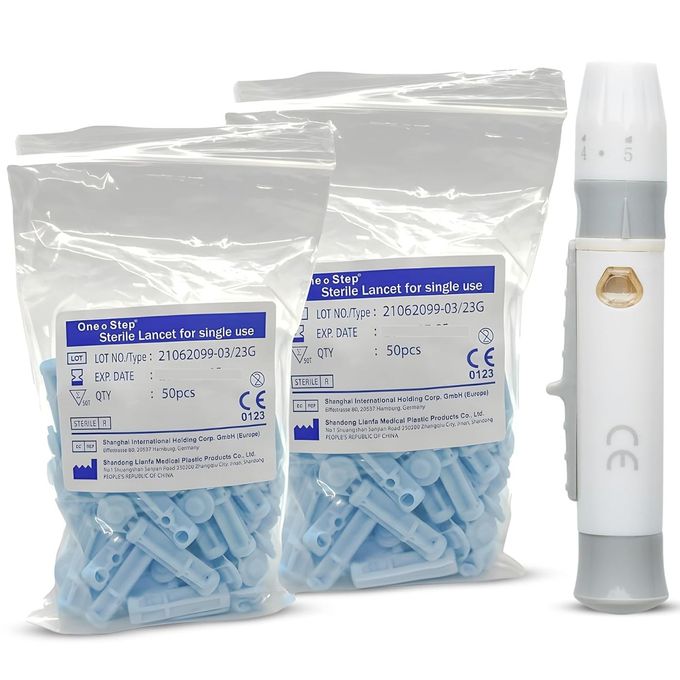 One Step Lancing Device 100 x 23 Gauge Twist Top Lancets Blood Sampling Pen 5 Depth Settings Diabetic Sugar Level Testing Less Pain and Ejector - Image 5
