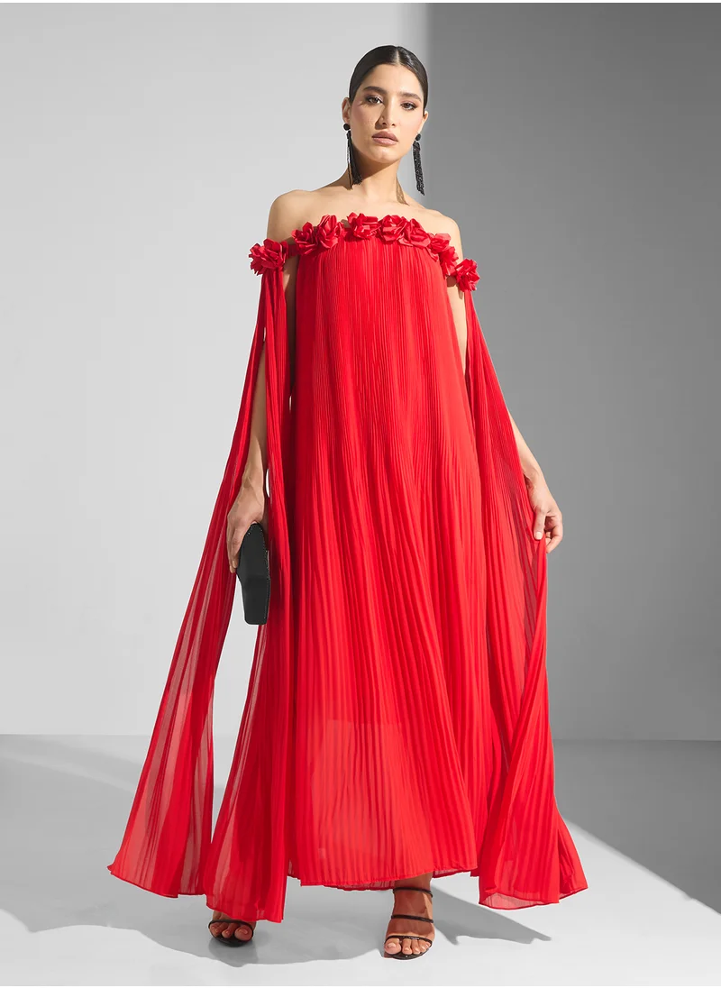 Ella Limited Edition Off Shoulder Dress With 3D Florals