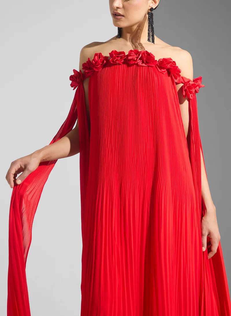 Ella Limited Edition Off Shoulder Dress With 3D Florals