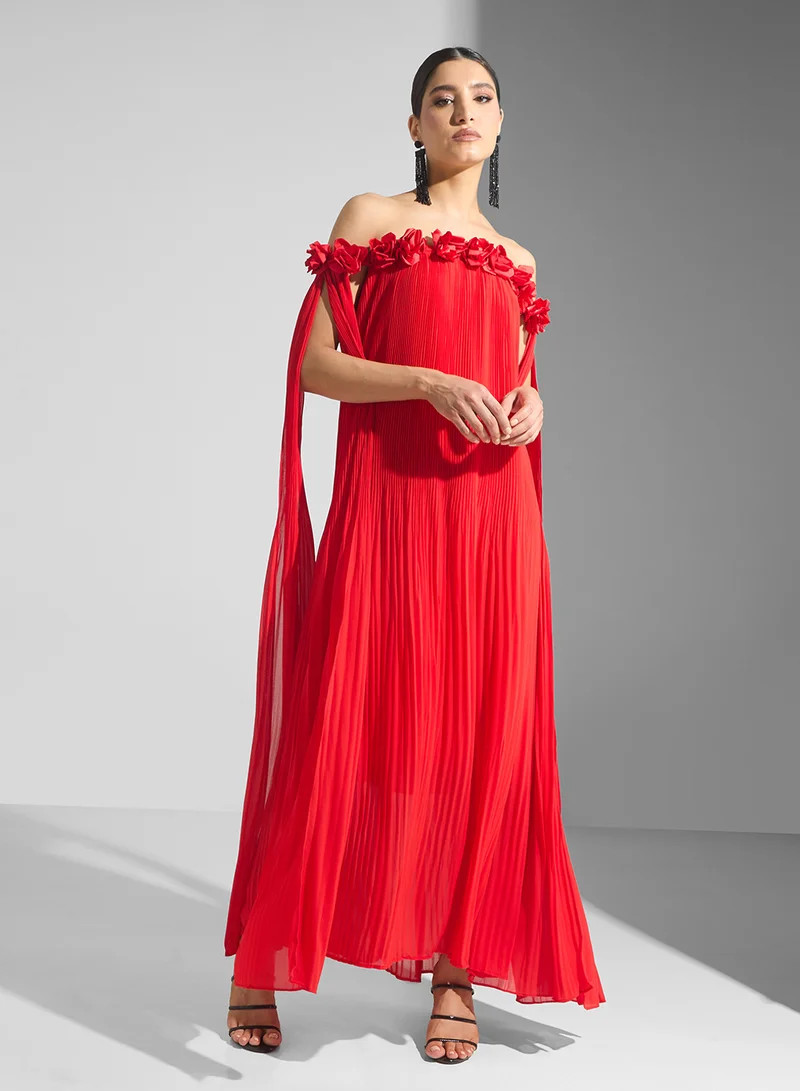 Ella Limited Edition Off Shoulder Dress With 3D Florals
