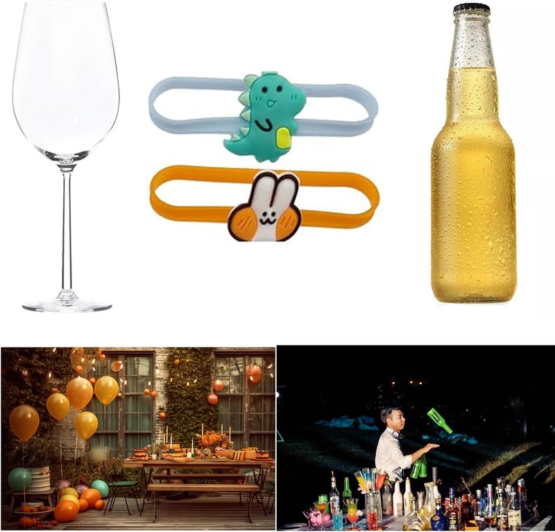 bjsdkff Ackron 18Pcs Silicone Drink Markers - Funny Wine Glass, Cup and Bottle Strip Tag Markers for Parties or Families - Image 5
