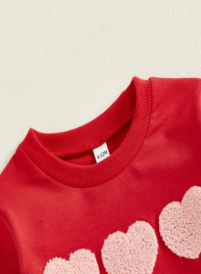 Fernvia Toddler Baby Girl Valentine’s Day Outfits Heart Print Pullover Sweatshirts & Pants Set Fall Winter Clothes, Red, 3-4 Years - Image 4