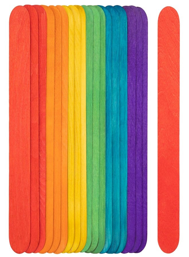 WISYOK 8 Inch Colored Jumbo Craft Sticks - 60 PCS Extra Large Natural Premium Wood, Rainbow Wooden Popsicle Sticks, Wide Lollipop Sticks for DIY Crafting, Kids Education, Home Art Projects - Image 1