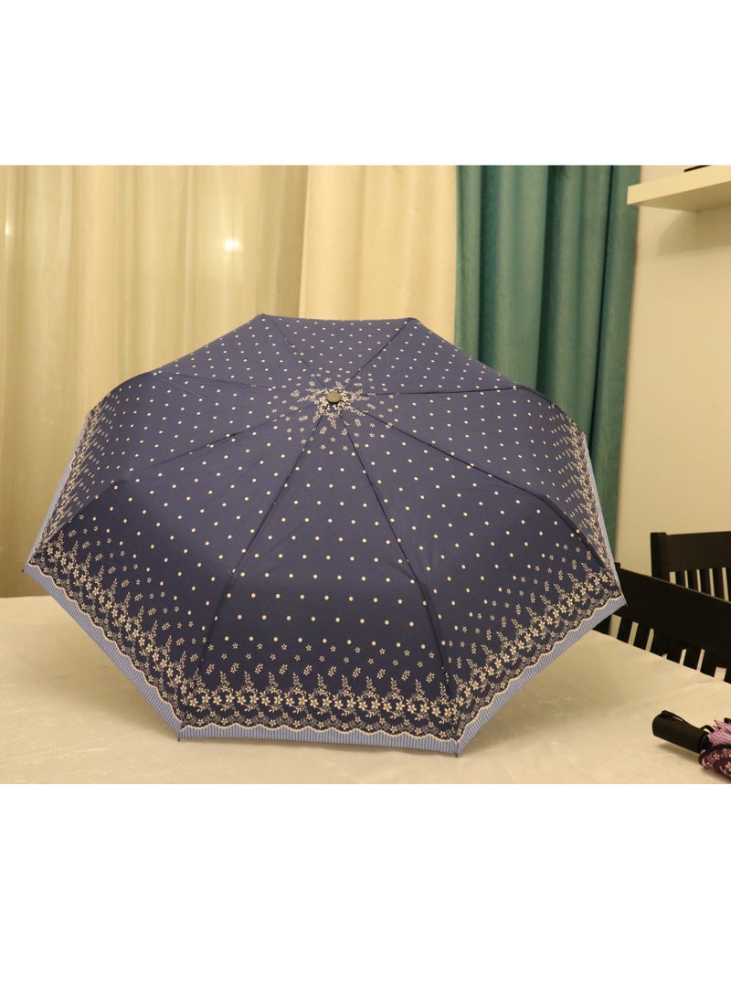 Yuwell Windproof Large Umbrella For Rain Automatic Open Wind Resistant Umbrellas For Adult Men And Women Travel Umbrella Auto Open For Windproof, Rainproof & UV Protection Blue/White - Image 2