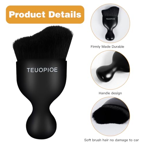 TEUOPIOE Car Interior Cleaning Brush, Car Duster Interior,Car Detailing Brush Dusting Brush,Car Interior Cleaning Tool, Auto Soft Hair Car Brush,Auto Interior Dust Brush for Air Vents(Black) - Image 3