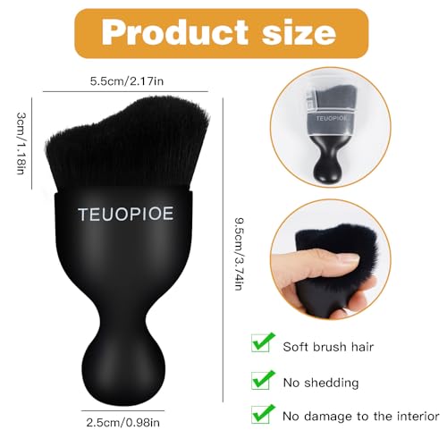 TEUOPIOE Car Interior Cleaning Brush, Car Duster Interior,Car Detailing Brush Dusting Brush,Car Interior Cleaning Tool, Auto Soft Hair Car Brush,Auto Interior Dust Brush for Air Vents(Black) - Image 2