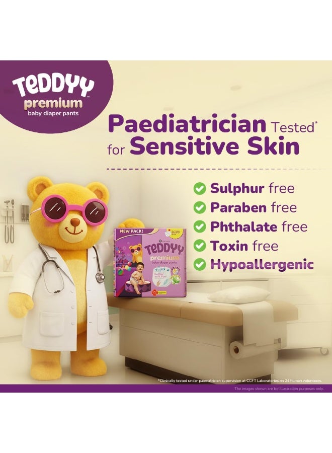 Teddyy Premium Baby Diaper L size, Pant Style | Large (9-14 kg), 32 Pants | Butter Soft Feel, Anti-Rash with Aloe Vera, 12 Hours Dryness Lock - Image 4