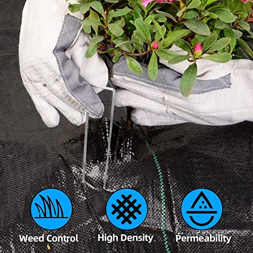 LAVEVE 4FT x 100FT Weed Barrier Landscape Fabric, 3.2oz Premium Heavy Duty Garden Cloth, Ground Cover for Gardening, Farming with 30 U-Shaped Securing Pegs - Image 4
