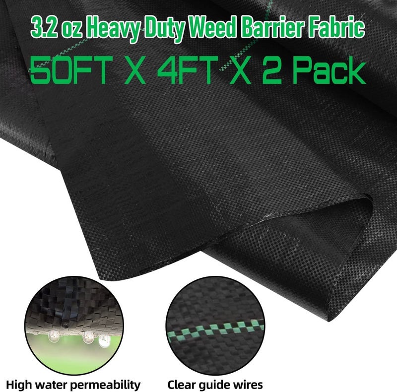 LAVEVE 4FT x 100FT Weed Barrier Landscape Fabric, 3.2oz Premium Heavy Duty Garden Cloth, Ground Cover for Gardening, Farming with 30 U-Shaped Securing Pegs - Image 2