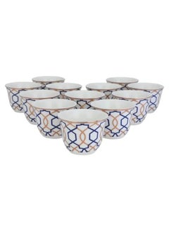 Alsaif Gallery Set of 12 blue embossed Arabic coffee cups  - Image 2