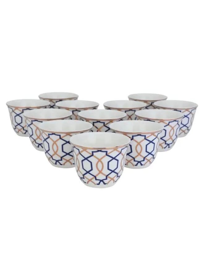 Alsaif Gallery Set of 12 blue embossed Arabic coffee cups  - Image 2