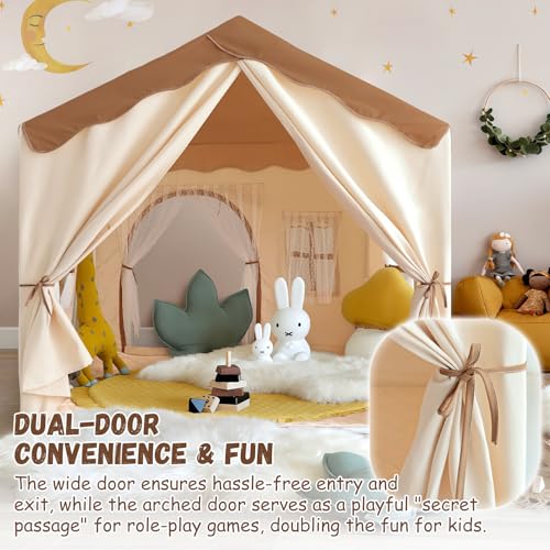 Sherilyn Kids Play Tent with Double Door Childrens Playhouse Tents Portable Fantasy Adventure Castle for Boys and Girls Kids Tent with Mat House Toys for Boys Girl Birthday Christmas House Gift - Image 5