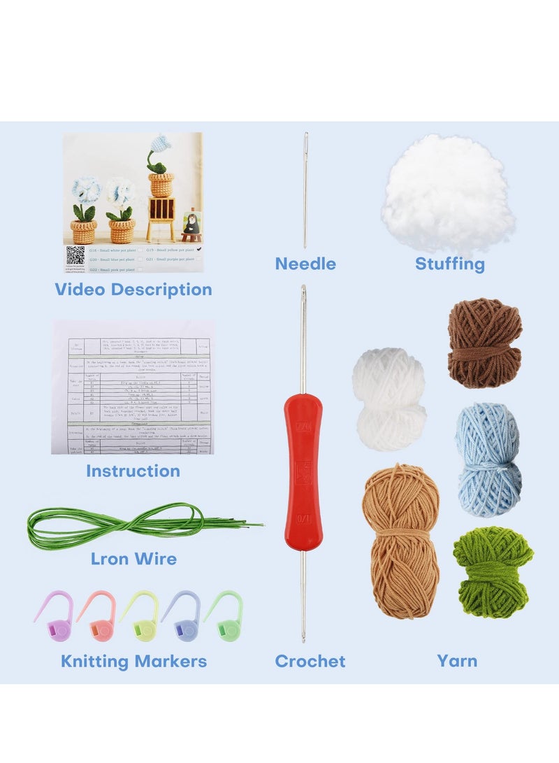 Beginner Crochet Knitting Kit - Mini Flower Pot Ornaments for Adults and Kids with Easy Instructions - Perfect Creative Gift for Craft Lovers - Image 2