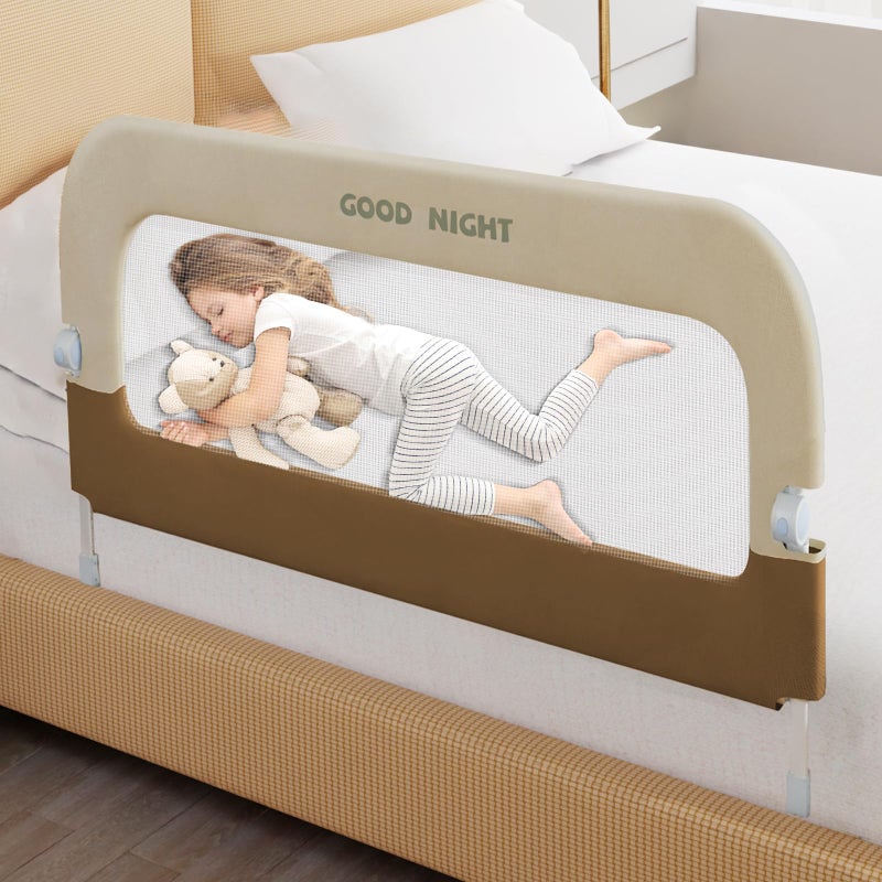 Deeteck Bed Guard Rail for Toddlers - 32" Adjustable Heights & Folding up Portable Bed Railing for Baby - Toddler Bed Rails Guard for Crib, Twin, Bunk,Full Size, Queen & King Bed - Image 1