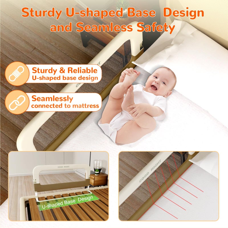 Deeteck Bed Guard Rail for Toddlers - 32" Adjustable Heights & Folding up Portable Bed Railing for Baby - Toddler Bed Rails Guard for Crib, Twin, Bunk,Full Size, Queen & King Bed - Image 5