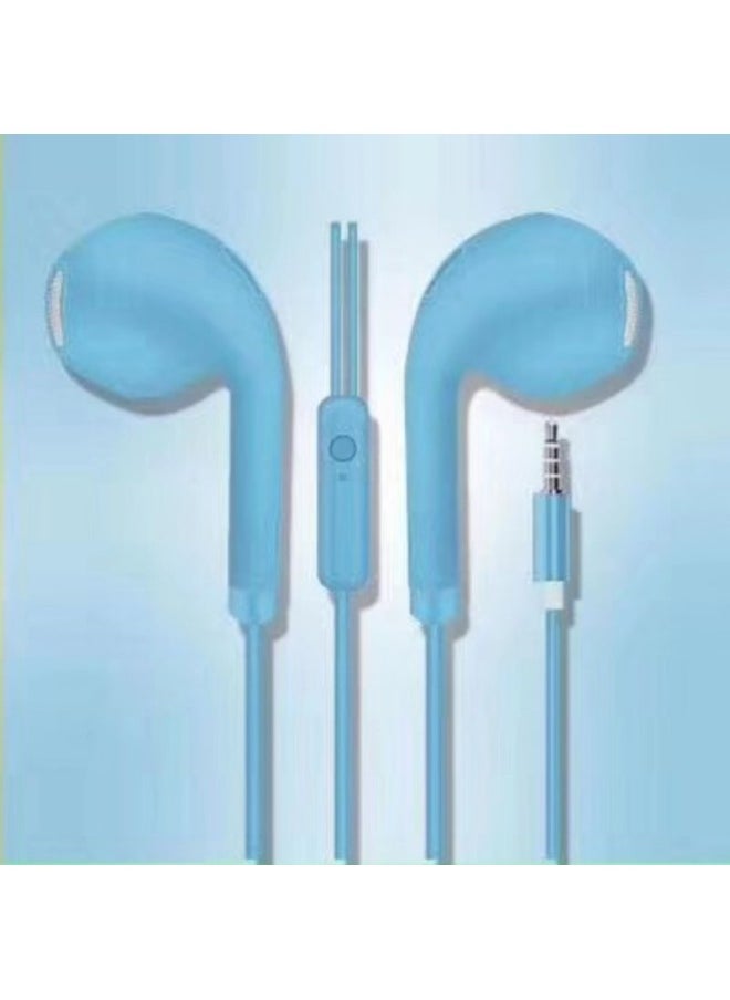 Generic - E-Commerce Macaron Wired Music Headset Suitable For Android Apple 3.5mm With Microphone Ear-Color:Blue - Image 1