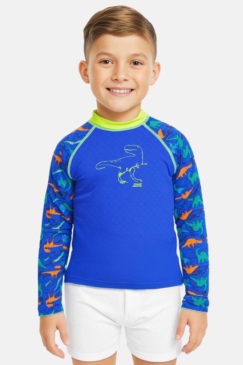 ZOGGS Toddlers Boy Graphic Print Long Sleeves Rash Guard, Multicolor - Image 1