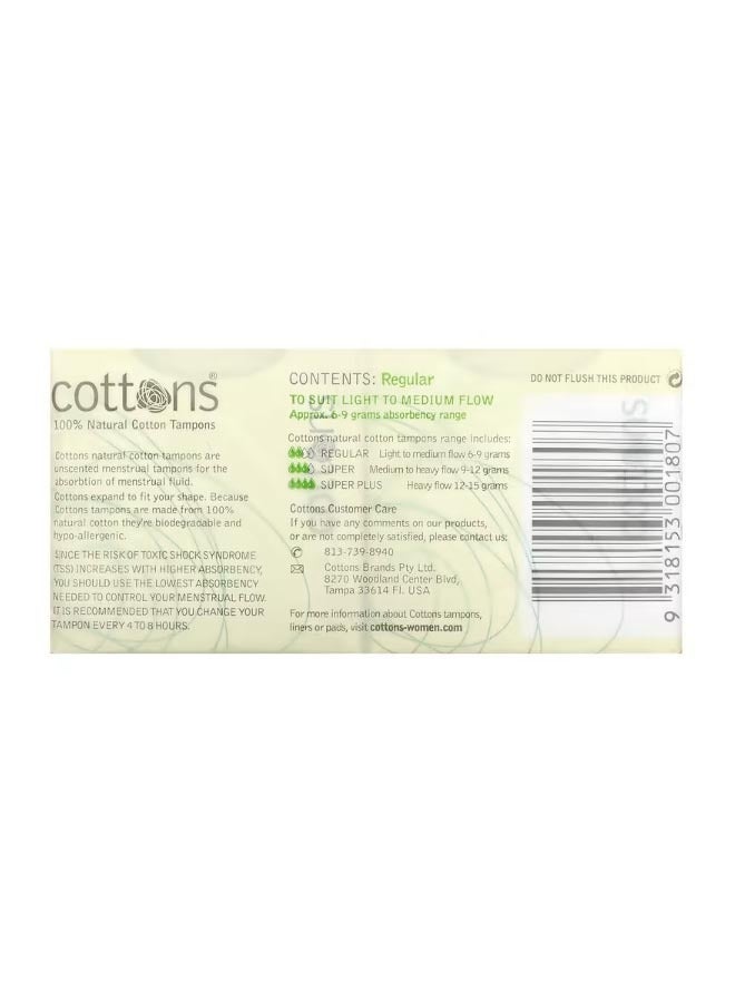 100 Natural Cotton Tampons Regular Unscented 16 Tampons