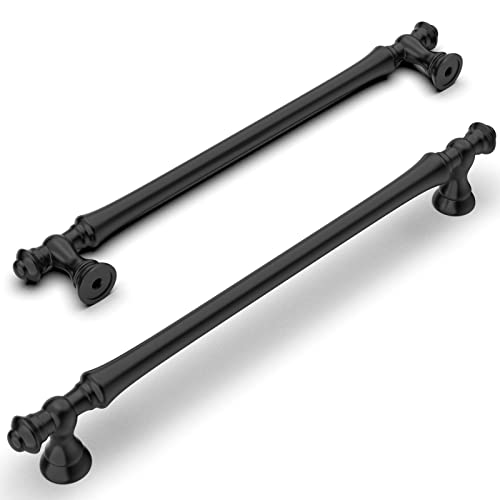 Amerdeco 10 Pack Matte Black Cabinet Pulls 7.5 Inch(192mm) Hole Center Cabinet Hardware Kitchen Cabinet Handles for Bathroom Drawer Pulls Dresser Pulls ZH0014 - Image 2