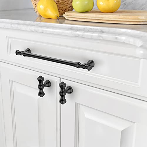 Amerdeco 10 Pack Matte Black Cabinet Pulls 7.5 Inch(192mm) Hole Center Cabinet Hardware Kitchen Cabinet Handles for Bathroom Drawer Pulls Dresser Pulls ZH0014 - Image 4