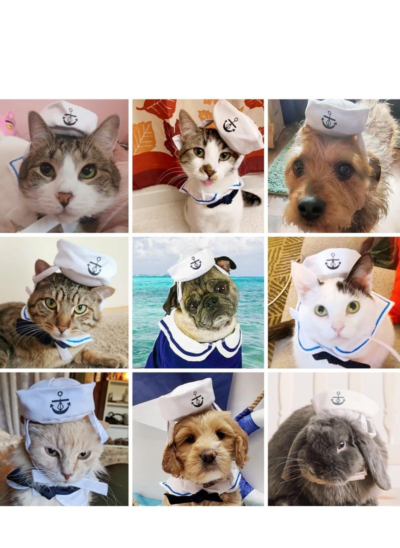 Najwa Pet Sailor Costume for Cats Small Dogs Halloween Cat Sailor Hat with Tie Collar Doggy Navy Outfit Cosplay Apparel  - Image 5