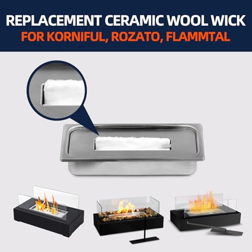 KORNIFUL 24 pcs Tabletop Fire Pit Ceramic Wool Wick to Extend Burning Time,Table Top Firepit Sponge Cotton for Fireplaces (4.7"x2"x0.2" H) - Image 4