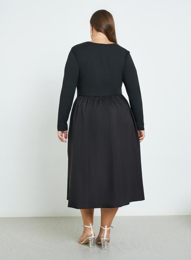 Styli Plus Size Knit Midi Dress with Long Sleeves - Image 5