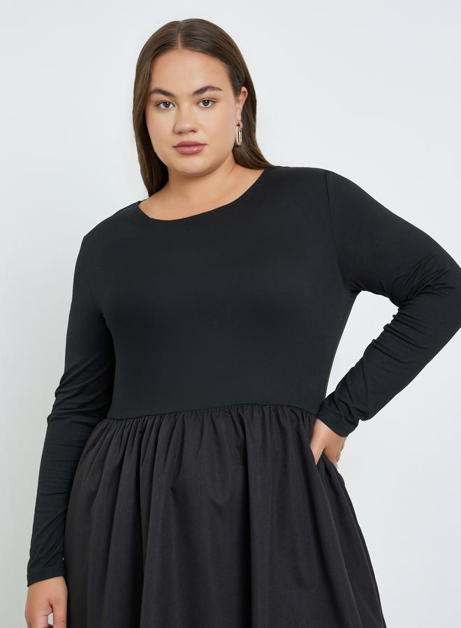 Styli Plus Size Knit Midi Dress with Long Sleeves - Image 3