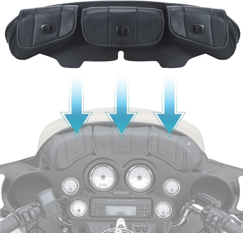 FOVPLUE Three Pocket Fairing Pouch for Harley Davidson 1997-2013 Electra Glide, Street Glide, and Trike Models - Black - Image 5