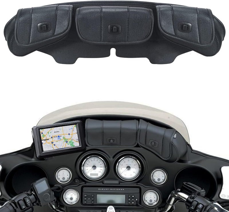 FOVPLUE Three Pocket Fairing Pouch for Harley Davidson 1997-2013 Electra Glide, Street Glide, and Trike Models - Black - Image 1