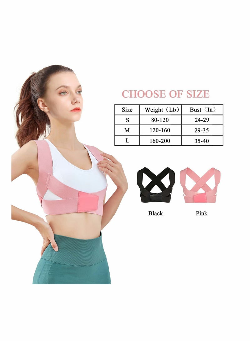 Loquat Posture Corrector For Women Upper Back Brace Adjustable Chest Support Upright Straightener Providing Pain Relief Neck Shoulder (Pink) - Image 4