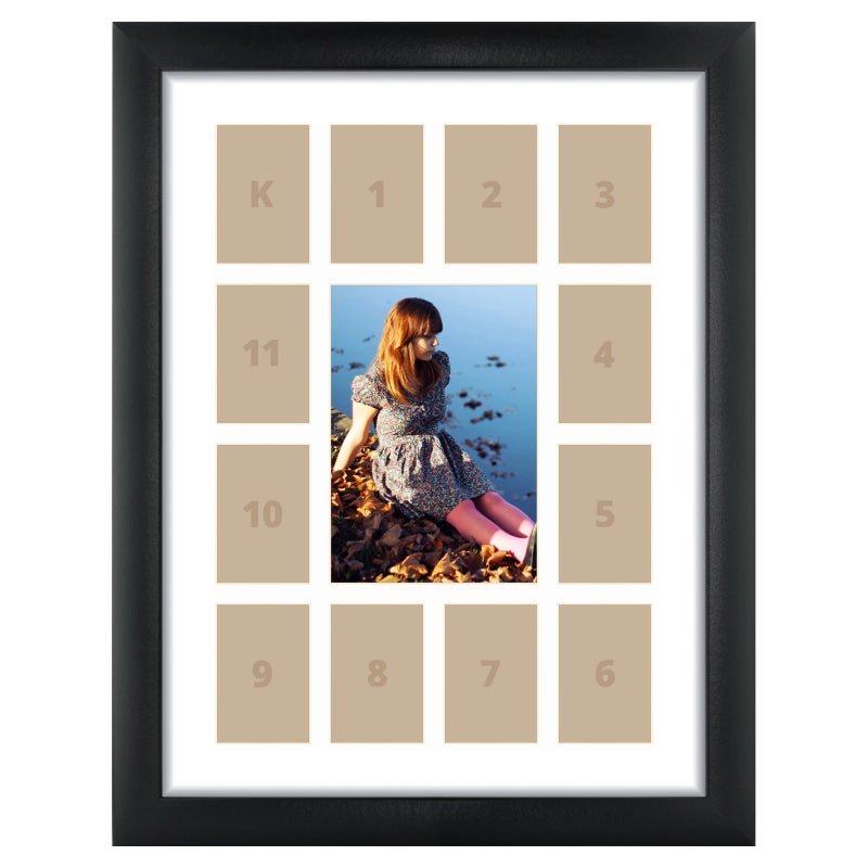 Craig Frames 1WB3BK 12 by 16Inch Black Picture Frame Single White Collage Mat with 13 Openings