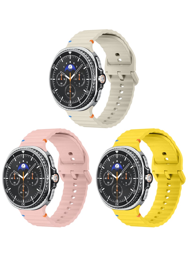 CATANES 3 Packs Silicone Ocean Band for Samsung Galaxy Watch 8 Classic 46mm and Watch 8 40mm 44mm - Sport Band Strap - Image 2