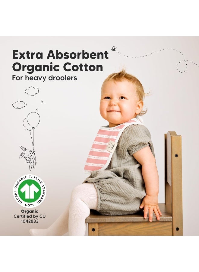 KeaBabies 8-Pack Organic Baby Bibs for Boys, Girls - Soft Cotton Drooling and Teething Bibs for Baby Girl & Boy, Extra Absorbent, Easy to Clean & Put On for Toddler, Newborn, Infant 0-24 Months (Sweet Charm) - Image 5