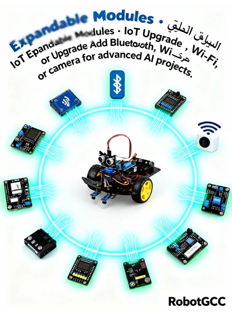 robotgcc STEM SmaSmart Obstacle-Avoidance Car Kit 3-5 V Programmable DIY Robot | IR Line Tracking + Ultrasonic Distance Sensor + Motor Driver Module | STEM Educational Robotics Platformrt Car Robot Kit | Arduino Learning Platform | IR Line Tracking + Ultrasonic Distance Sensor | DIY Coding Education | Maker Lab Project | Safe 3-5 V Low-Voltage Power - Image 3