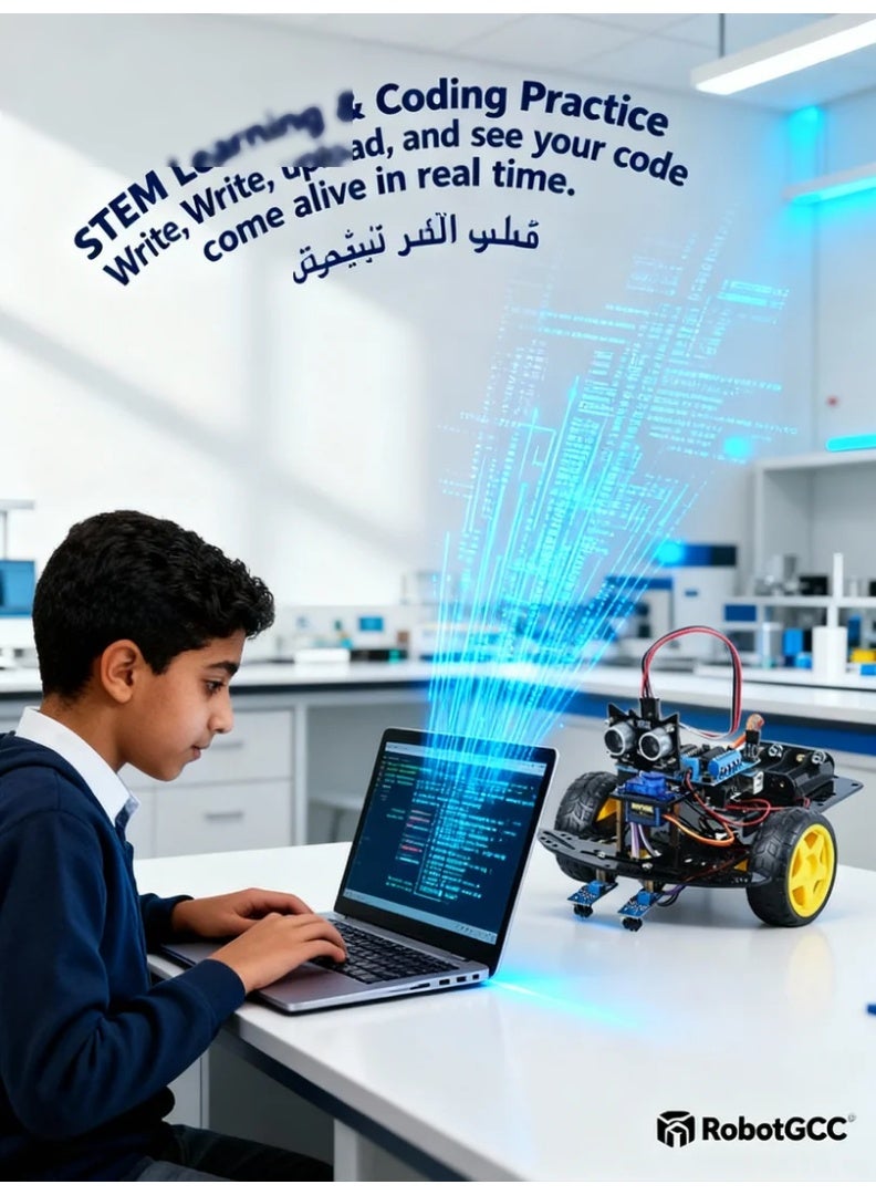 robotgcc STEM SmaSmart Obstacle-Avoidance Car Kit 3-5 V Programmable DIY Robot | IR Line Tracking + Ultrasonic Distance Sensor + Motor Driver Module | STEM Educational Robotics Platformrt Car Robot Kit | Arduino Learning Platform | IR Line Tracking + Ultrasonic Distance Sensor | DIY Coding Education | Maker Lab Project | Safe 3-5 V Low-Voltage Power - Image 4