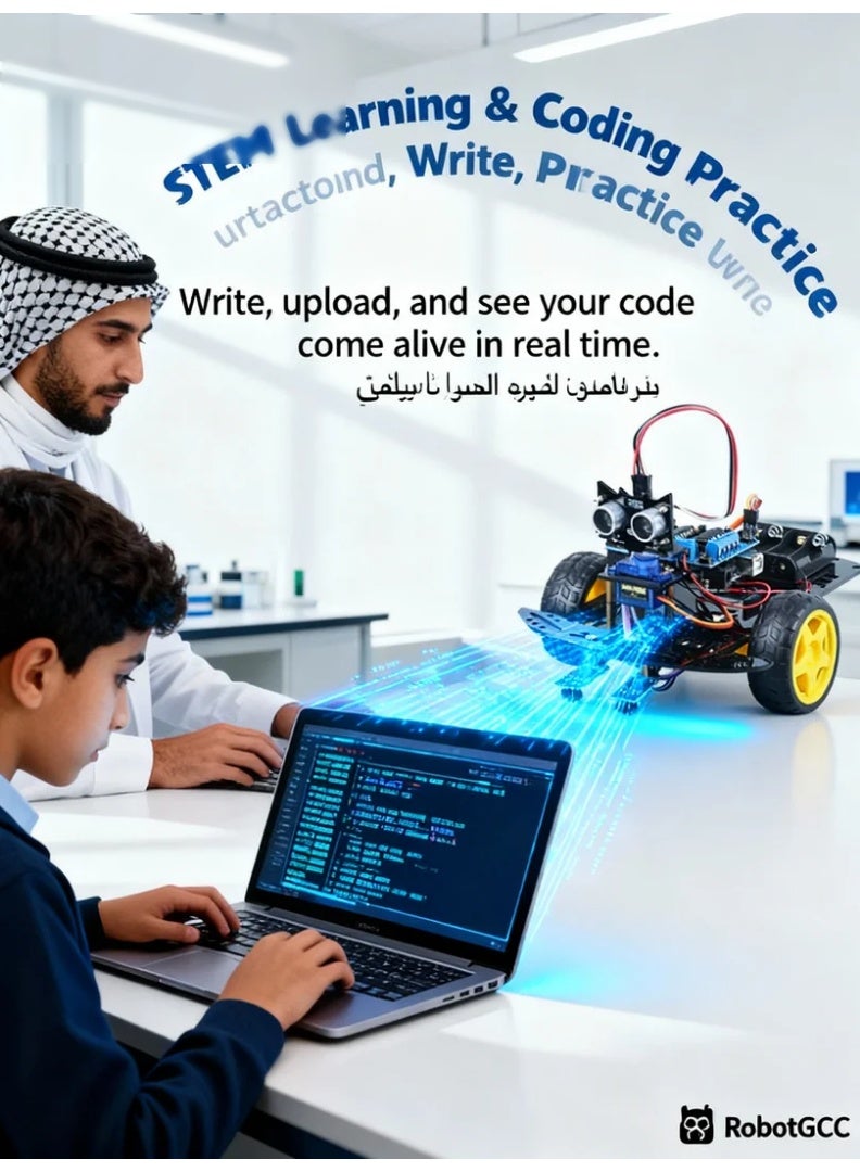 robotgcc STEM SmaSmart Obstacle-Avoidance Car Kit 3-5 V Programmable DIY Robot | IR Line Tracking + Ultrasonic Distance Sensor + Motor Driver Module | STEM Educational Robotics Platformrt Car Robot Kit | Arduino Learning Platform | IR Line Tracking + Ultrasonic Distance Sensor | DIY Coding Education | Maker Lab Project | Safe 3-5 V Low-Voltage Power - Image 5