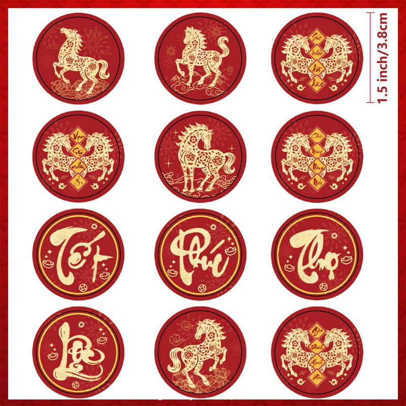 IRCOR Vietnamese New Year Gift Bags with Envelopes and Stickers, 12PCS Tet Party Favor Bags with 12 Red Envelopes (LÃ¬ XÃ¬) & 24 Stickers for Lunar New Year Celebration - Image 5