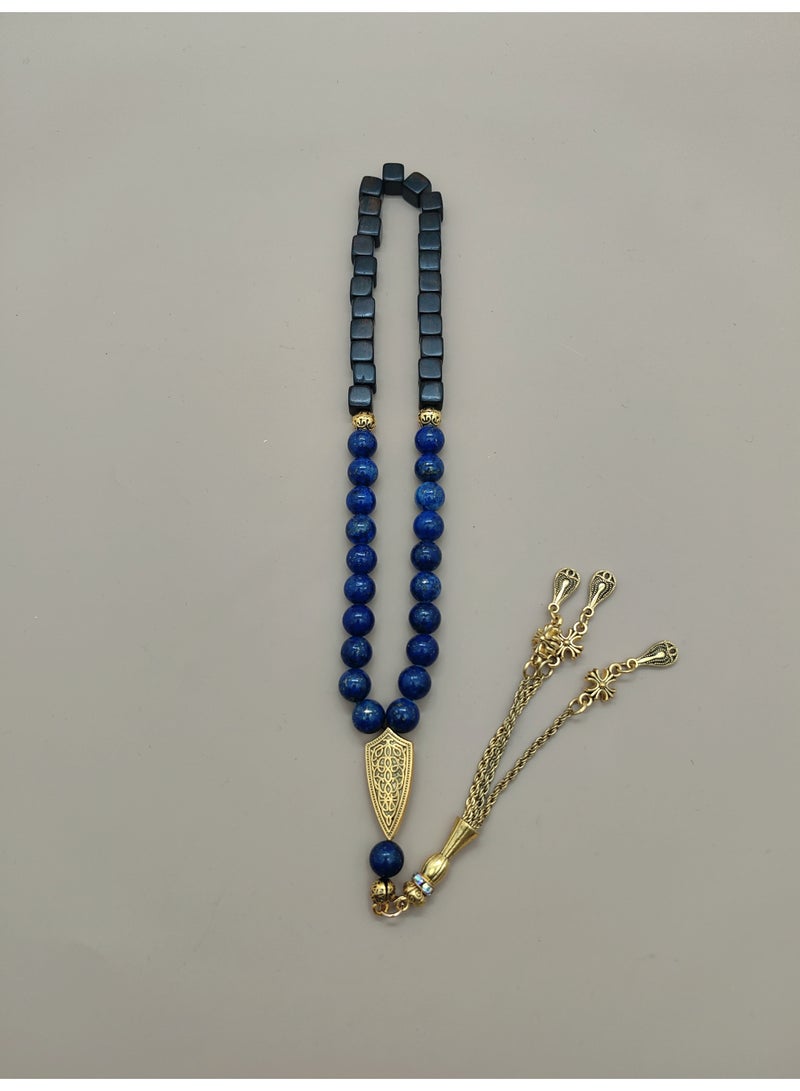 MAJOOD 45 Natural Cubes Of Incense Wood With Natural Lapis Lazuli Prayer Beads/Tasbih/10mm - Image 4