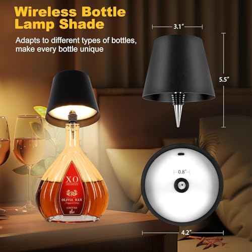 XERGY Wireless LED Bottle Lamp – USB-C Rechargeable, 3-Color Dimmable Touch Light for Liquor Bottles, Bedside, Home & Bar Decor (Bottle Not Included) - Image 2