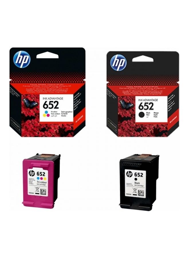 HP مجموعة مكونة من 2 مجموعة خراطيش حبر أصلية HP 652 باللون الأسود وثلاثي الألوان أسود و (ثلاثي الألوان) - Image 1