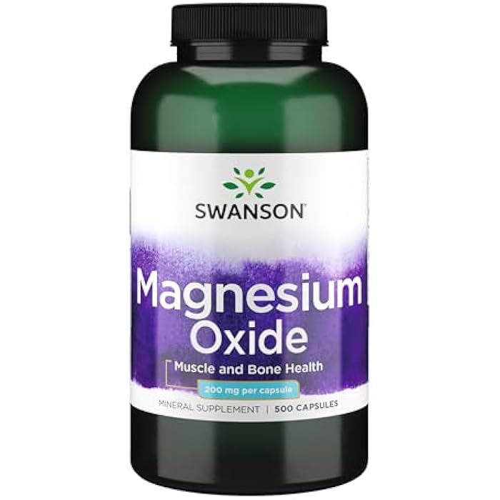 Swanson Magnesium Bone & Muscle Health Support 200 Milligrams (2 Caps per 400 mg Serving Magnesium Oxide) 500 Capsules - Image 1