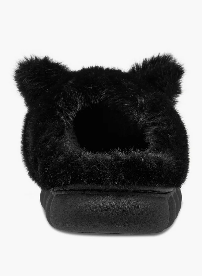 Le Confort Women's Ear Applique Faux Fur Bedroom Slippers