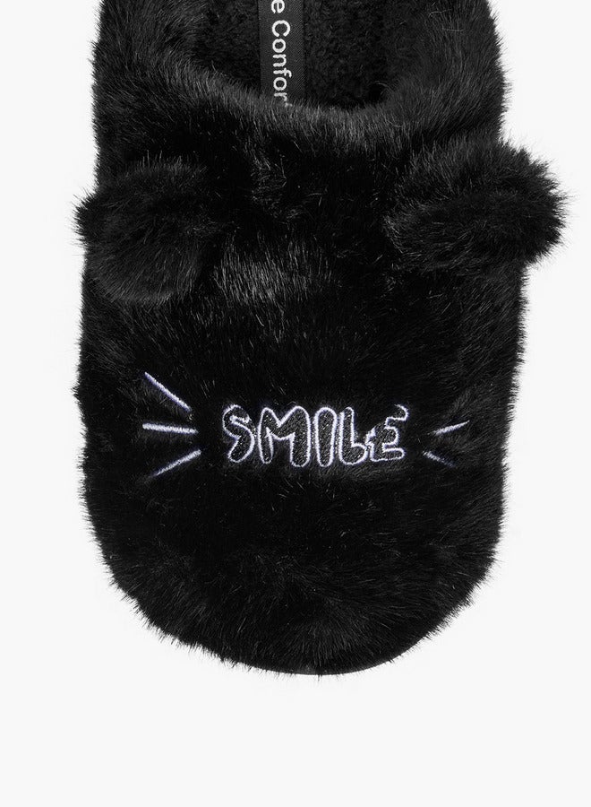 Le Confort Women's Ear Applique Faux Fur Bedroom Slippers - Image 3