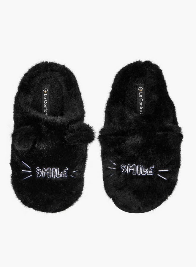 Le Confort Women's Ear Applique Faux Fur Bedroom Slippers - Image 2