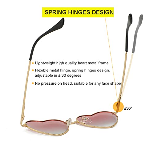 JOVAKIT Polarized Heart Sunglasses for Women Fashion Lovely Style Metal Frame UV400 Protection Lens (Gold/Gradient Pink) - Image 5