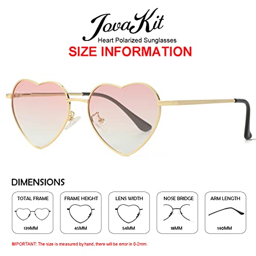 JOVAKIT Polarized Heart Sunglasses for Women Fashion Lovely Style Metal Frame UV400 Protection Lens (Gold/Gradient Pink) - Image 3
