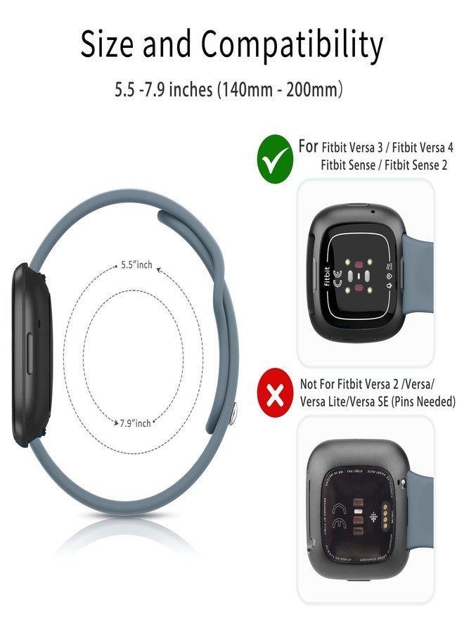 اي كي أساور سيليكون AK متوافقة مع Fitbit Versa و Sense، أساور معصم بديلة ناعمة للنساء والرجال (أزرق رمادي) - Image 2